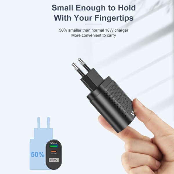 65W GaN mobiele telefoon oplader PD snellader computeradapter, Black EU Plug, Black UK Plug, Black US Plug, Black AU Plug, Black KR Plug, White EU Plug, White UK Plug, White US Plug, White AU Plug, White KR Plug