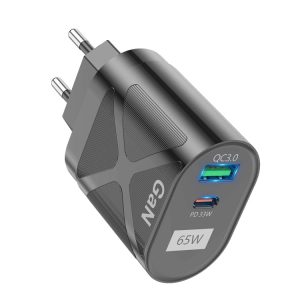 65W GAN PD + QC3.0 Snellader Telefoon Notebook Computer Universele oplaadkop, EU Plug Black, UK Plug Black, US Plug Black, AU Plug Black, EU Plug White, UK Plug White, US Plug White, AU Plug White