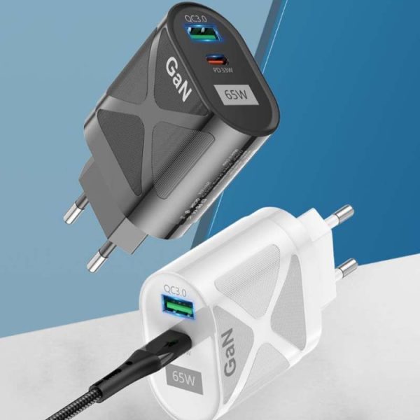 65W GAN PD + QC3.0 Snellader Telefoon Notebook Computer Universele oplaadkop, EU Plug Black, UK Plug Black, US Plug Black, AU Plug Black, EU Plug White, UK Plug White, US Plug White, AU Plug White