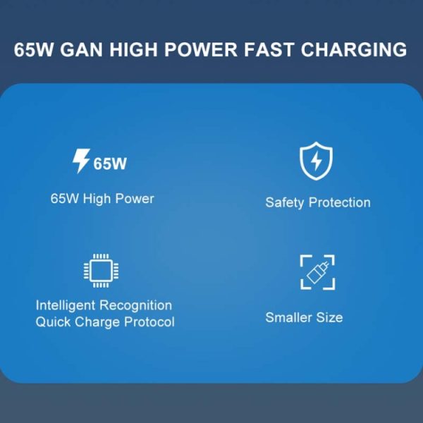65W GAN PD + QC3.0 Snellader Telefoon Notebook Computer Universele oplaadkop, EU Plug Black, UK Plug Black, US Plug Black, AU Plug Black, EU Plug White, UK Plug White, US Plug White, AU Plug White