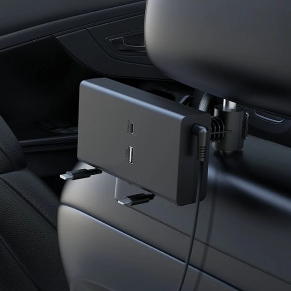 Sigarettenaansteker in de auto, achterbank, intrekbare oplader met dubbele draad, Car Charger