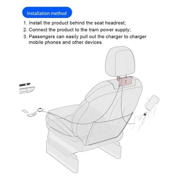 Sigarettenaansteker in de auto, achterbank, intrekbare oplader met dubbele draad, Car Charger