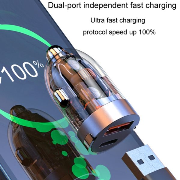 Voertuig Mini Onzichtbare Dual-Port Charger Auto Sigarettenaansteker, 120W