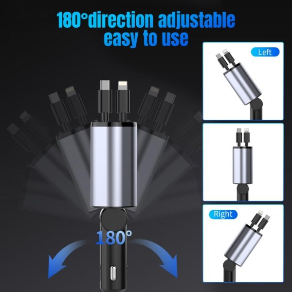 4-in-1 120W multifunctionele USB intrekbare dual-line digitale display autosnellader