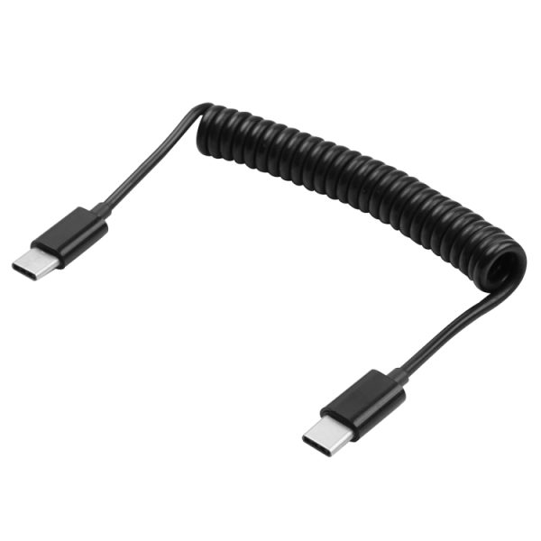 1 m USB-C / Type-C naar USB 3.1 Type-C data- en oplaadveer spiraalkabel, 1 m USB-C / Type-C naar USB 3.1 Type-C data- en oplaadkabel met spiraalveer