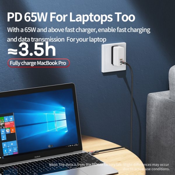 REMAX RC-195 Lesu Series PD 65W USB-C / Type-C naar USB-C / Type-C snellaaddatakabel, kabellengte: 1m