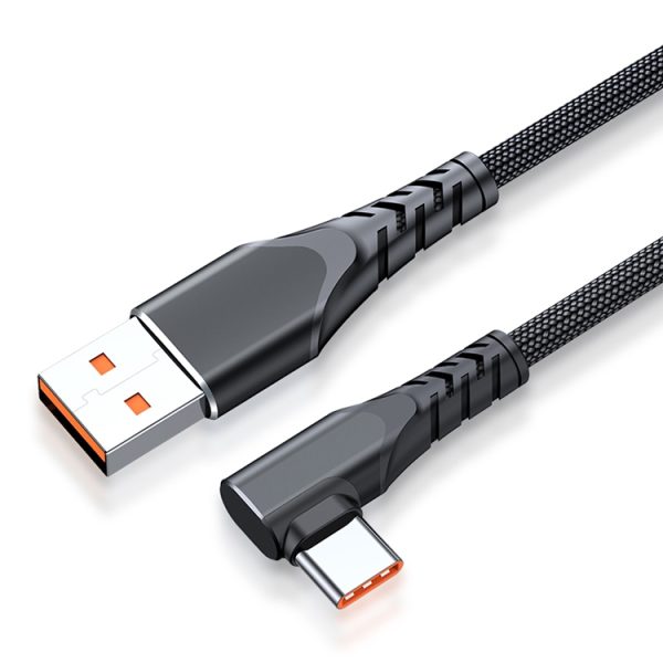6A 66W USB naar USB-C / Type-C elleboog mobiele telefoon game snelle datakabel, 0.5m, 1m, 2m, 3m