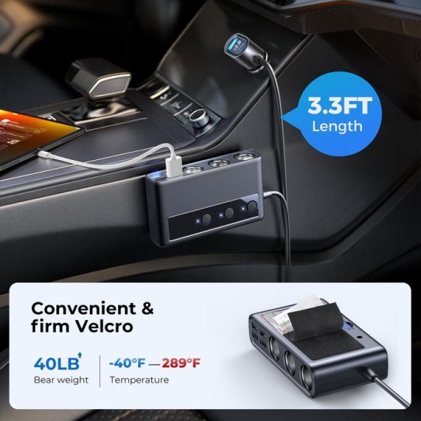 JOYROOM JR-CL06 9 in 1 154W PD USB-C / Type-C + Dual QC3.0 USB + 3 USB + 3 sigarettenaanstekergaten Digitaal display Autolader, JR-CL06