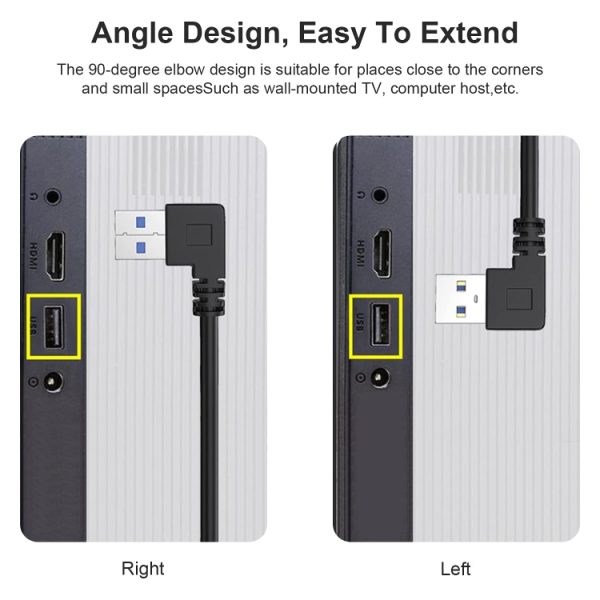 1 m USB-C / Type-C 3.1 mannelijk naar USB 3.0 90 graden linksdraaiende adapterkabel