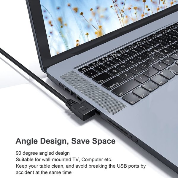 1 m USB-C / Type-C 3.1 mannelijk naar USB 3.0 90 graden linksdraaiende adapterkabel