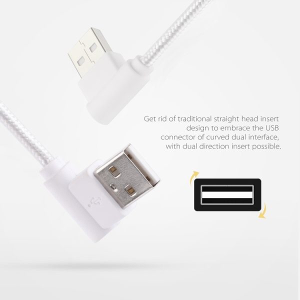 1,2 m 2A 90 koperdraden geweven elleboog USB-C / Type-C 3.1 naar USB 2.0 data-/oplaadkabel