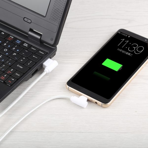 1,2 m 2A 90 koperdraden geweven elleboog USB-C / Type-C 3.1 naar USB 2.0 data-/oplaadkabel