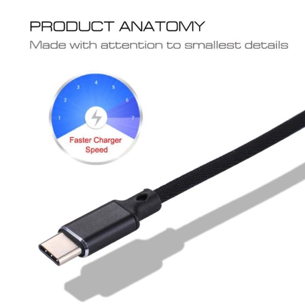 1 m 2A uitgang USB naar USB-C / Type-C nylon geweven stijl datasynchronisatie-oplaadkabel, 2A Black, 2A Pink, 2A Grey, 2A Red, 2A White