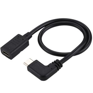 USB-C / Type-C vrouwelijk naar USB-C / Type-C mannelijke elleboogadapterkabel, totale lengte: ongeveer 30 cm, USB-C / Type-C vrouwelijk naar USB-C / Type-C mannelijke elleboogadapterkabel, totale lengte: ongeveer 30 cm