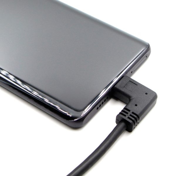 USB-C / Type-C vrouwelijk naar USB-C / Type-C mannelijke elleboogadapterkabel, totale lengte: ongeveer 30 cm, USB-C / Type-C vrouwelijk naar USB-C / Type-C mannelijke elleboogadapterkabel, totale lengte: ongeveer 30 cm