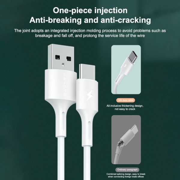 WK WDC-136 USB naar Type-C / USB-C 3A snellaaddatakabel, USB to Type-C(White)