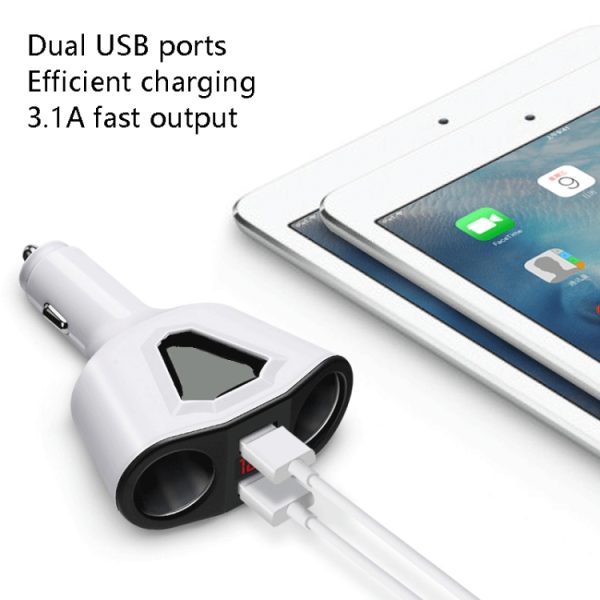 3.1A Dual USB Digital Display Multifunctionele rijrecorder Universele autolader