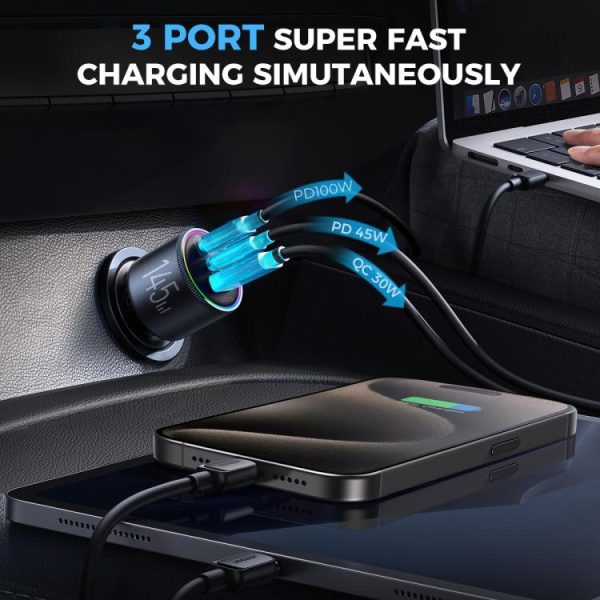 JOYROOM JR-CCN07 120W dubbele PD+QC3.0 3-poorts autolader