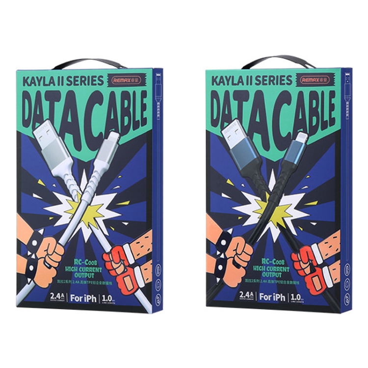 REMAX RC-C008 2.4A TPE zachte anti-breuk datakabel, lengte 1m, USB To Micro USB, USB To 8 Pin