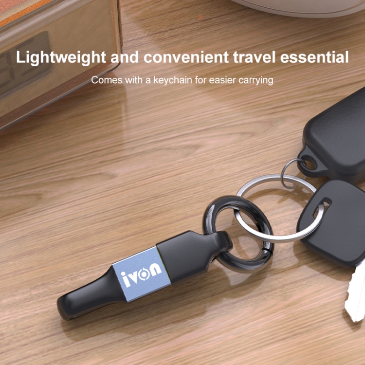 IVON CA90 3.1A Max USB naar USB-C / Type-C draagbare datakabel met ring, lengte: 14,5 cm