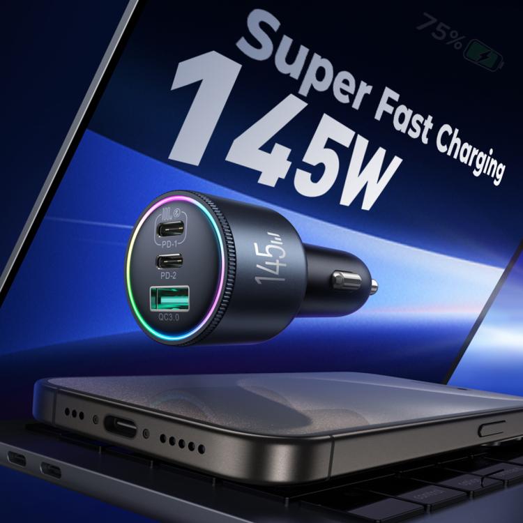 JOYROOM JR-CCN07 120W dubbele PD+QC3.0 3-poorts autolader, JR-CCN07