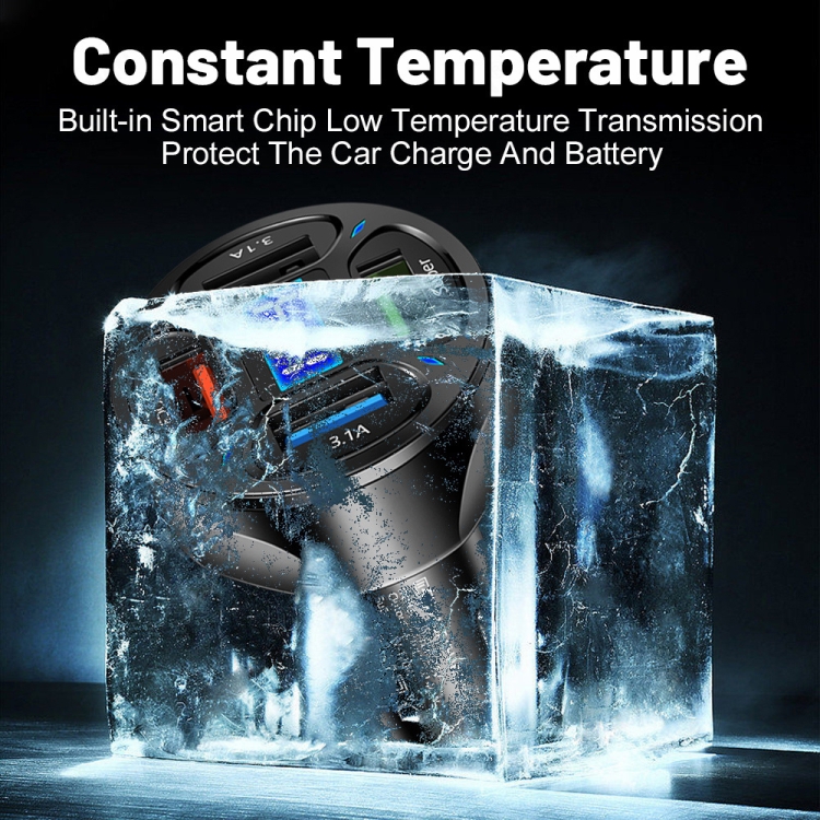 66W 4-in-1 digitaal display snelladende autolader met voltmeter, 66W