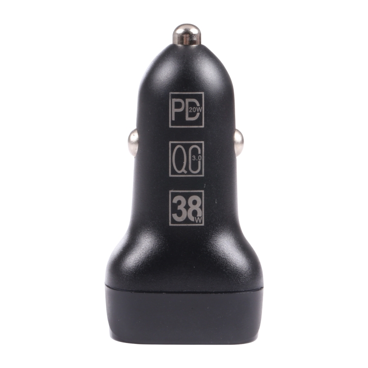 QC USB + USB-C / Type-C Dual Ports Snelladende autolader met lichtopening