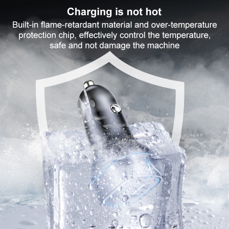 QC USB + USB-C / Type-C Dual Ports Snelladende autolader met lichtopening