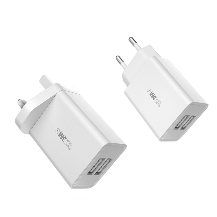 WK WP-U56 2A Dual USB snel opladen reislader Power Adapter,, UK Plug, EU Plug