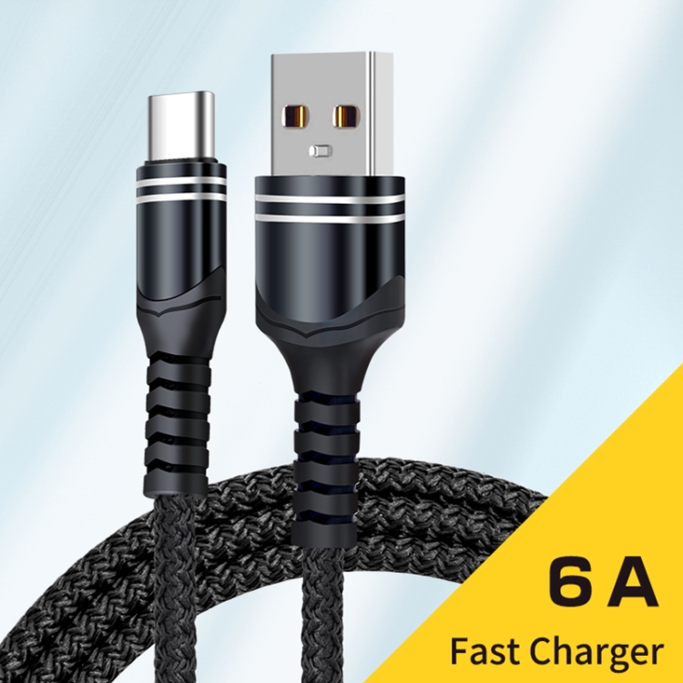 6A geweven USB-oplaadkabel, kabellengte: 1m, USB-C / Type-C, Micro USB, 8 Pin