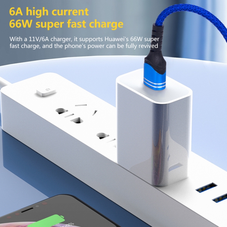 6A geweven USB-oplaadkabel, kabellengte: 1m, USB-C / Type-C, Micro USB, 8 Pin