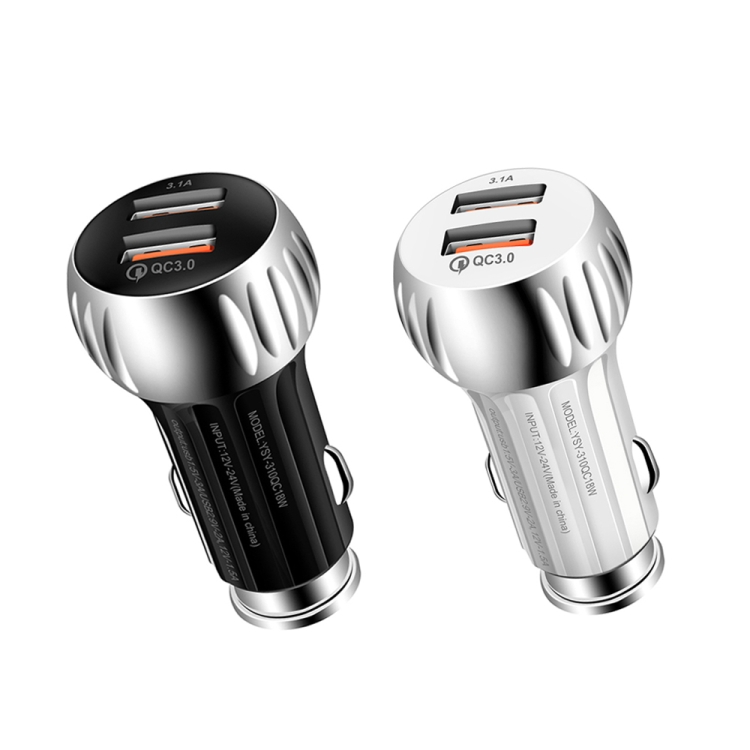 YSY-310QC18W QC3.0 USB-autolader met twee poorten voor Apple / Huawei / Samsung / Xiaomi, YSY-310QC18W, Car Charger