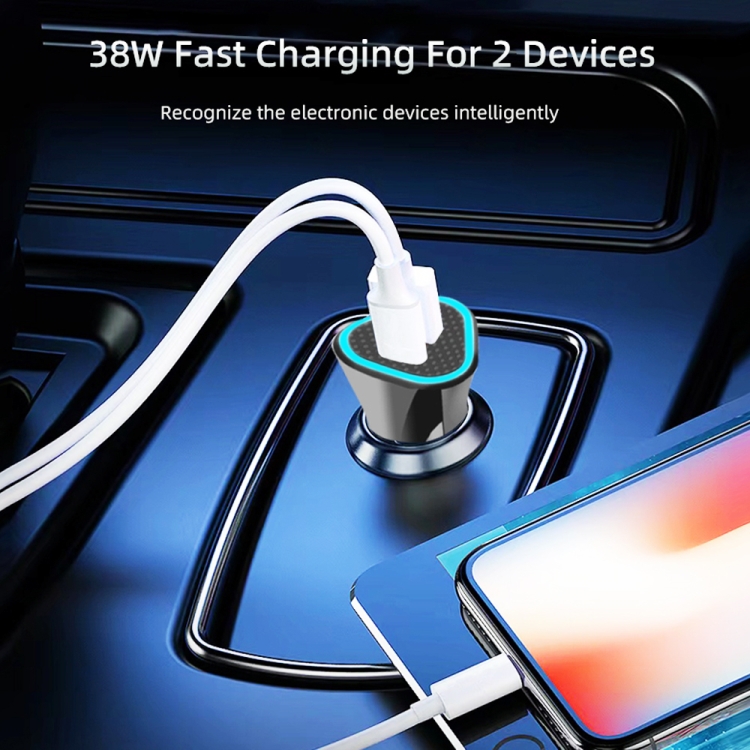 TE-P23 38W PD USB-C / Type-C + QC3.0 USB Driehoek Autolader + USB-C / Type-C naar 8 Pin Datakabel, Lengte: 1m, with Type-C to 8 Pin Cable