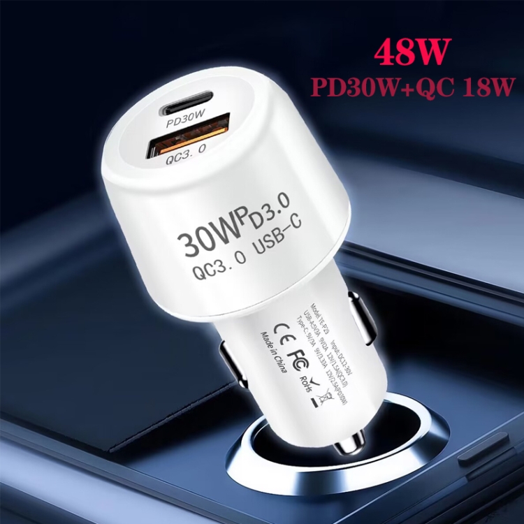 P29 48W PD30W + QC3.0 18W USB-autolader met dubbele poort, P29 (Black), P29 (White)