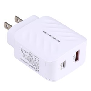 LZ-822A+C PD 20W USB-C / Type-C + QC 3.0 USB snelle reislader,, US Plug, EU Plug