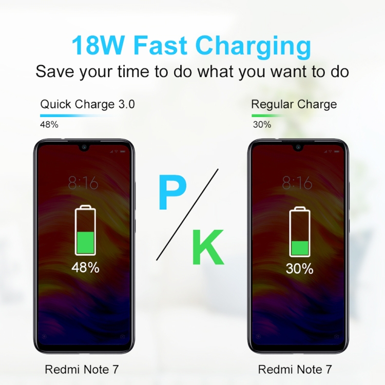 LZ-023 18W QC3.0 USB draagbare reislader + 3A USB naar Type-C datakabel, US-stekker, Type-C Data Cable, US Plug