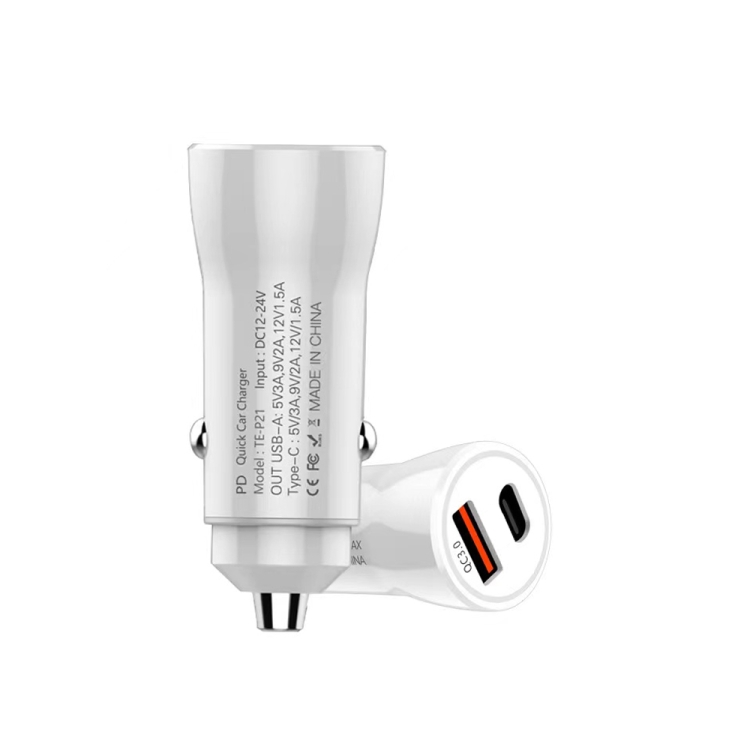 P21 draagbare PD 20W + QC 3.0 18W snelle autolader met twee poorten, P21 Car Charger