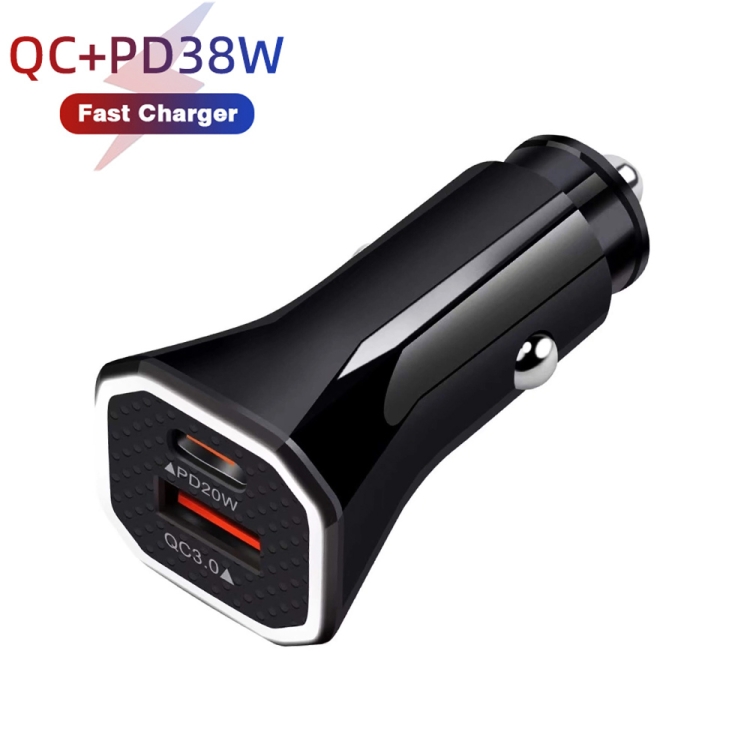 TE-P22 38W PD20W + QC3.0 USB auto opladen + USB-C / Type-C naar USB-C / Type-C datakabel, lengte: 1m, with Dual Type-C Cable